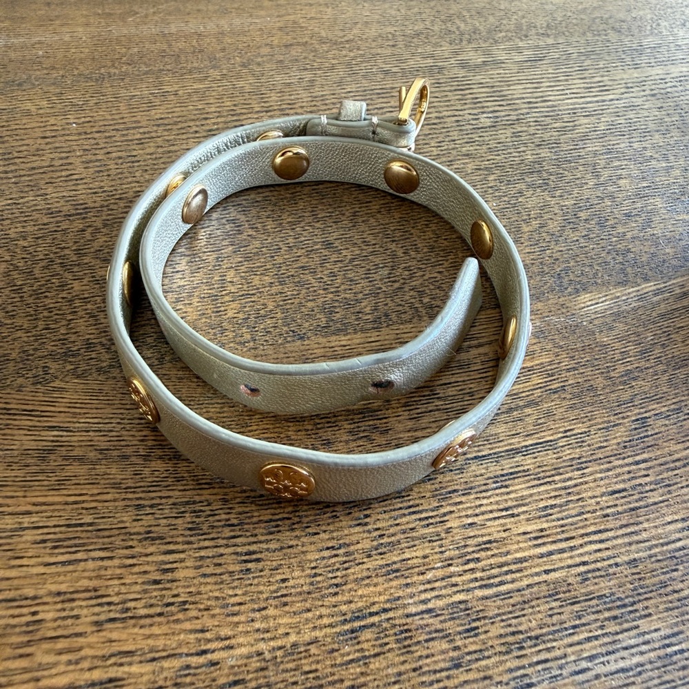 Tory Buch Gold Leather Wrap Bracelet
